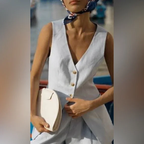 Posse Lorenzo Vest and Parker Trousers Set, M, Silver Blue - Picture 5 of 11